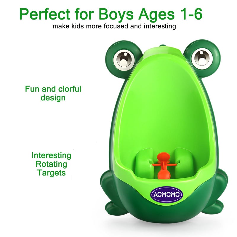 AOMOMO Toddler Urinal for Boys, Frog Potty Training Toilet with Spinning Target, Ages 1-6 (Green) - Image 5